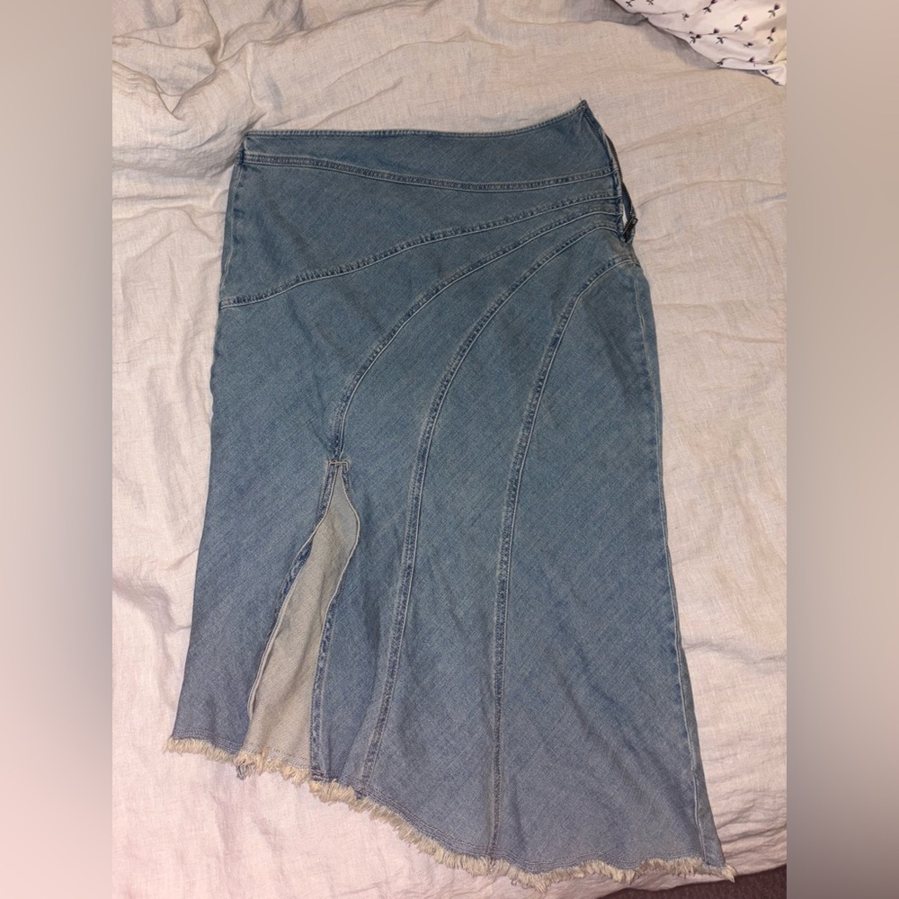 Pilcro by Anthropology Asymmetrical Denim Blue Skirt